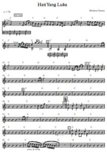 Sheet Music Hati Yang Luka in C - Betharia Sonata